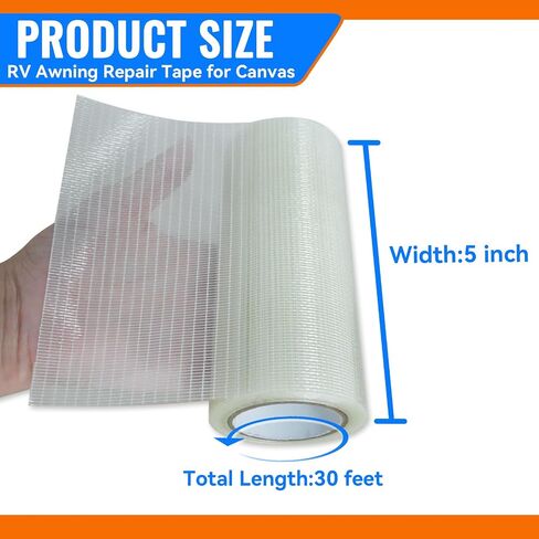 RV Awning Repair Tape for Tarp, Boat Covers Repair Tape,Tent, Sail Tape, Tear Repair Patch Kit, Waterproof, 3.15 Inch Wide 39FT Long, Reinforced Repair Tape in Saudi Arabia