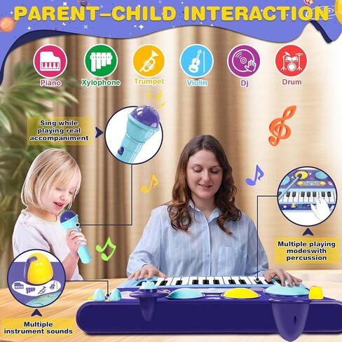 Piano Keyboard Toys for Girls Boys, 5 in 1 Musical Toddler Toys with Microphone DJ Music Table Drum Set for Toddlers, Kids Piano Christmas Birthday Gift for Ages 2-5 Girls (Pink Electric Piano) in Saudi Arabia