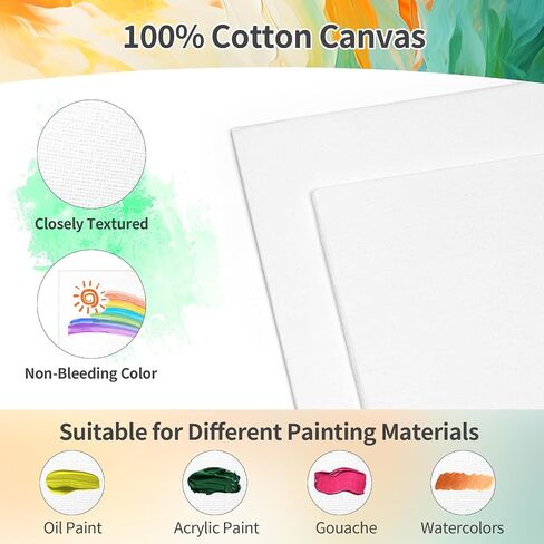 16 Pack 8 * 10In Canvas Boards for Painting, Art Canvas for Drawing with 32 Brushes & 16 Paint Trays & 32 Acrylic Paint, Mini Painting Canvas with Easel Set, Painting Kits for Adults & Kids Party in Saudi Arabia