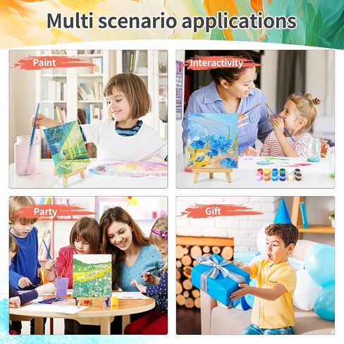 16 Pack 8 * 10In Canvas Boards for Painting, Art Canvas for Drawing with 32 Brushes & 16 Paint Trays & 32 Acrylic Paint, Mini Painting Canvas with Easel Set, Painting Kits for Adults & Kids Party in Saudi Arabia