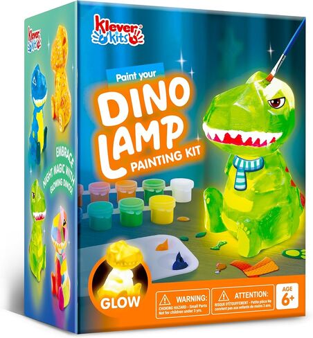 Klever Kits DIY Night Light- Paint Your Own Dinosaur Lamp- Arts & Crafts Kit School Activities Art Supplies Painting Kits, Birthday Gifts for Girls Boys Aged 6+ in Saudi Arabia