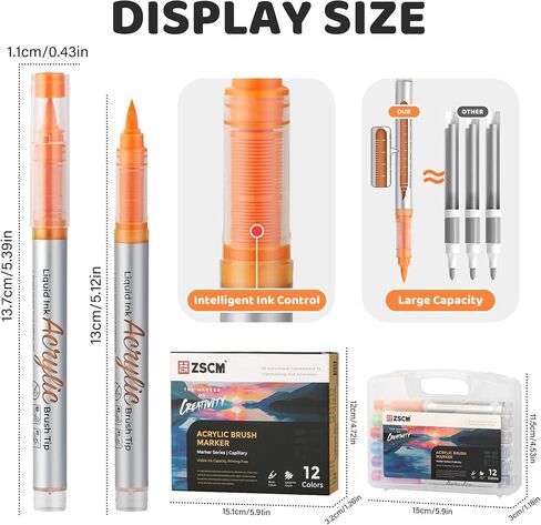Direct Liquid Acrylic Paint Markers, ZSCM 12 Colors Paint Kit for Halloween Pumpkin Painting, Metallic Art Marker, for Adults Card Making, Rocks Painting, Wood Slices, Halloween Supplies in Saudi Arabia