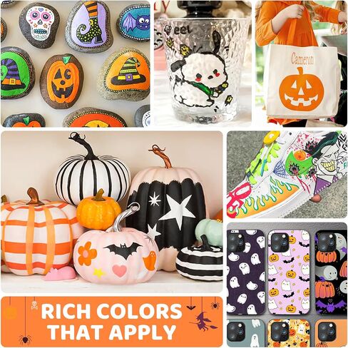 Direct Liquid Acrylic Paint Markers, ZSCM 12 Colors Paint Kit for Halloween Pumpkin Painting, Metallic Art Marker, for Adults Card Making, Rocks Painting, Wood Slices, Halloween Supplies in Saudi Arabia
