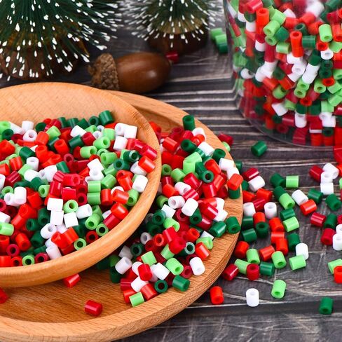 2800 قطعة من خرز فيوز لعيد الميلاد، خرز فيوز متنوع مع صندوق تخزين لتزيين عيد الميلاد، مشغولات يدوية، 5 ألوان in Saudi Arabia