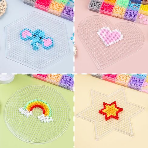 4PCS 5mm Fuse Beads Boards, Large Clear Pegboards Kits, Round Clear Plastic Pegboards for Kids Craft Beads in Saudi Arabia
