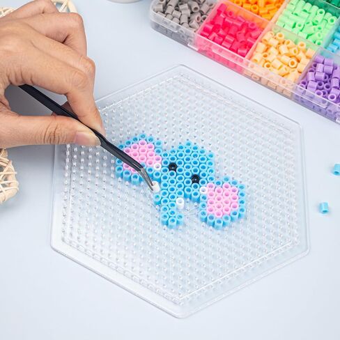 4PCS 5mm Fuse Beads Boards, Large Clear Pegboards Kits, Round Clear Plastic Pegboards for Kids Craft Beads in Saudi Arabia