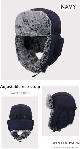 الرجال الصوف الشتاء الدافئة الروسية الأذن اللوحات قبعة المرأة Bomber Ushanka الطيار مقاوم للماء قبعة الصياد تزلج الصيد الشباب تروبر in Saudi Arabia