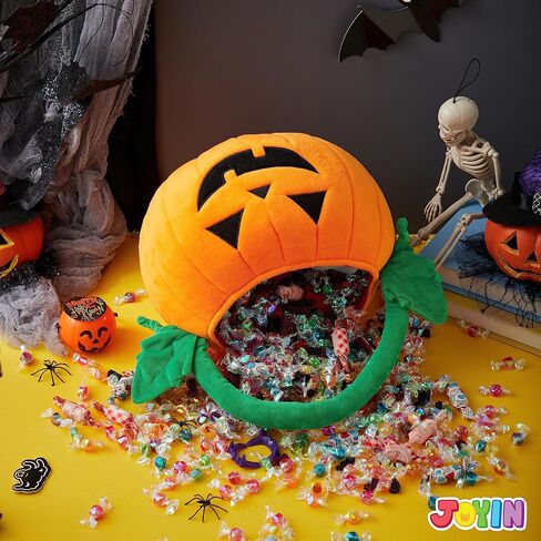 JOYIN Halloween Pumpkin Plush Tote دلو 11 × 13.4 بوصة خدعة الحلوى أو حقيبة علاج مع مقبض بمقبض لمستلزمات الحفلات، وحقائب هدايا الأطفال in Saudi Arabia