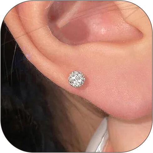 Crystal Ball Stud Earrings for Women Double Ball Earrings Rhinestone Disco Ball Earring Studs Lightweight Cartilage Earrings Sparkly Jewelry for Women Gifts in Saudi Arabia