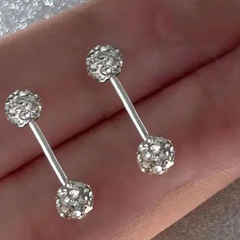 Crystal Ball Stud Earrings for Women Double Ball Earrings Rhinestone Disco Ball Earring Studs Lightweight Cartilage Earrings Sparkly Jewelry for Women Gifts in Saudi Arabia
