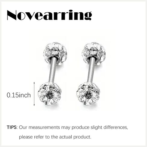 Crystal Ball Stud Earrings for Women Double Ball Earrings Rhinestone Disco Ball Earring Studs Lightweight Cartilage Earrings Sparkly Jewelry for Women Gifts in Saudi Arabia
