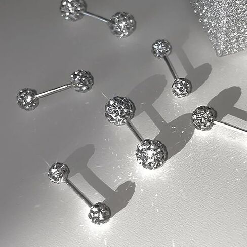 Crystal Ball Stud Earrings for Women Double Ball Earrings Rhinestone Disco Ball Earring Studs Lightweight Cartilage Earrings Sparkly Jewelry for Women Gifts in Saudi Arabia