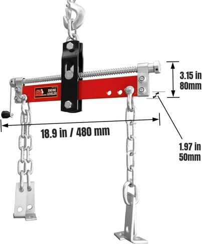 BIG RED AT32100BR-3 Torin Engine Load Leveler, 3/4 Ton (1,500 lb.) Engine Hoist Shop Crane Accessory with Adjustable Handle, Steel 3 Position Engine Leveler, Black in Saudi Arabia