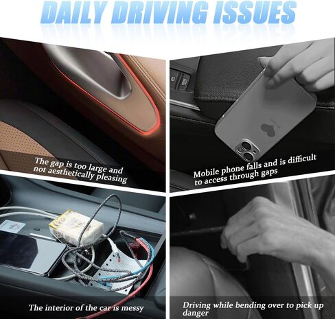 Pincuttee 2PC Car Seat Gap Filler Organizer,Gap Filler Organizer for Car,Universal Fit Car SUV Truck,Organizer Fill The Gap Between Seat and Console in Kuwait