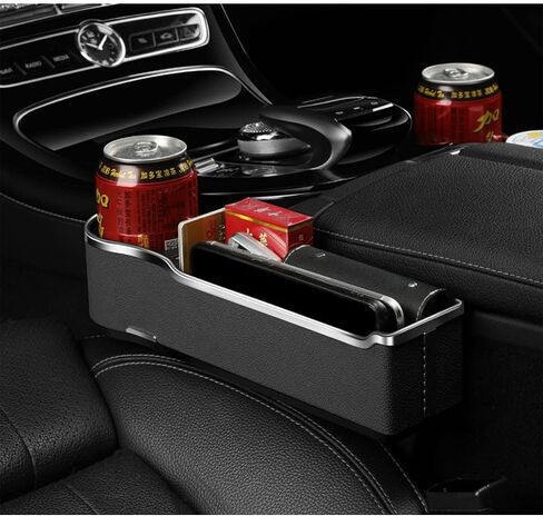 DEEYOTA Car Seat Gap Filler Organizer with Cup Holder with 2 USB Ports, Car Seat Organizer Auto Console Side Storage Box Organizer for Car Front Seat (Black) in Saudi Arabia