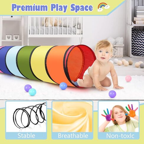 Kids Tunnel for Toddlers Play Tent, 6ft Colorful Pop Up Tunnel to Crawl Tunnel for Toddlers 3 Year Baby or Dog Cat Pets, Foldable Gift for Boys & Girls in Indoor & Outdoor Games in Saudi Arabia