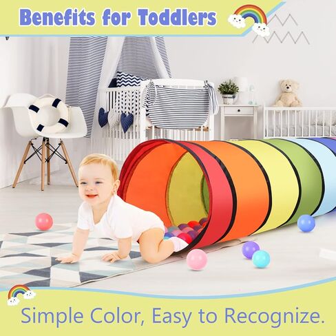 Kids Tunnel for Toddlers Play Tent, 6ft Colorful Pop Up Tunnel to Crawl Tunnel for Toddlers 3 Year Baby or Dog Cat Pets, Foldable Gift for Boys & Girls in Indoor & Outdoor Games in Saudi Arabia