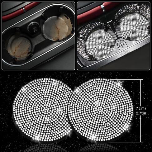 NBTEPEM 8 pcs Bling Car Accessories Set for Women, Steering Wheel Cover, Sparkly Seat Belt Covers, Bling Gear Shift Cover, Universal Fit Most Cars (Aquamrine Diamond) in Kuwait