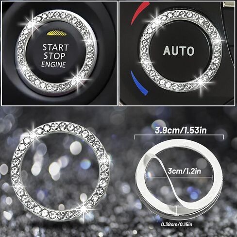 NBTEPEM 8 pcs Bling Car Accessories Set for Women, Steering Wheel Cover, Sparkly Seat Belt Covers, Bling Gear Shift Cover, Universal Fit Most Cars (Aquamrine Diamond) in Kuwait
