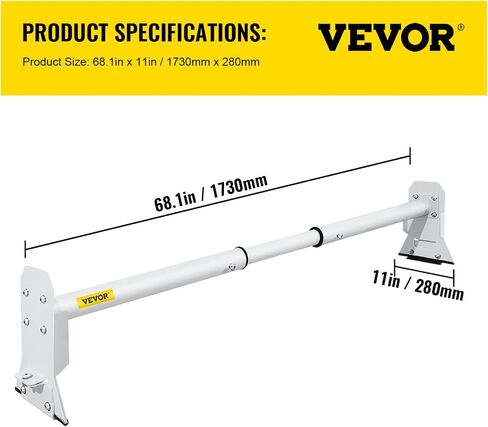 VEVOR Van رفوف سلم السقف، 59 بوصة رفوف فان قابلة للتعديل، سعة 600 رطل رفوف سقف فولاذية شديدة التحمل للشاحنة، رف الحفر لسيارة شيفروليه إكسبريس 1500 2500 3500/ فورد E150 E250 E350/ جي إم سي سافانا، 2 بار in Saudi Arabia