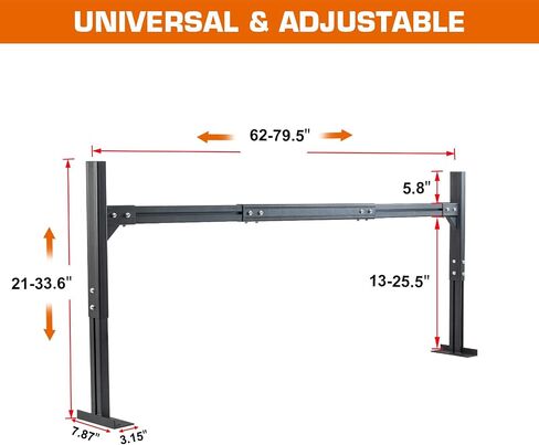 Universal Truck Ladder Rack with Side Rails,Adjustable Length & Height&Width,1000lbs Capacity Heavy Duty Aluminum Back Racks for Trucks in Kuwait
