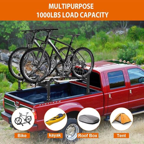 Universal Truck Ladder Rack with Side Rails,Adjustable Length & Height&Width,1000lbs Capacity Heavy Duty Aluminum Back Racks for Trucks in Kuwait