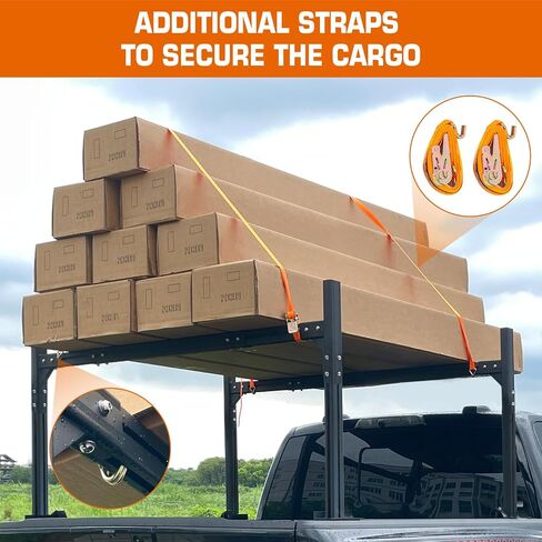 Universal Truck Ladder Rack with Side Rails,Adjustable Length & Height&Width,1000lbs Capacity Heavy Duty Aluminum Back Racks for Trucks in Kuwait