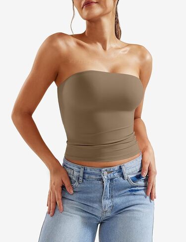 YEOREO Sophie Women Sexy Long Tube Tops Double Lined Basic Y2K Summer Cute Strapless Fitted Bandeau Going Out Crop Top in Saudi Arabia