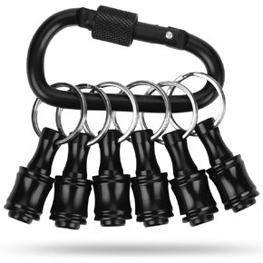6Pcs 1/4 Inch Bit Holder Keychain, Aluminum Alloy Hex Shank Bit Holder Key Chain for Drill, Keychain Extension Bar Quick Change Bit Holders for Hand-Held Screwdrivers Drill Bits