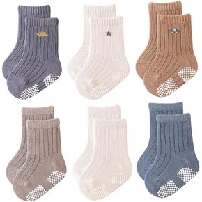 Belsmi Baby Socks Non Slip Grips Ankle Crew Girls Boys Infant Newborn Toddler Kids Casual Anti Skid Socks