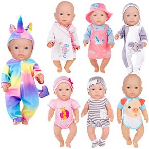 10 Sets Doll Clothes Accessories Play Set Include Rompers Outfits for 14-16 inch Dolls and 43cm/17 inch New Baby Dolls (No Doll)