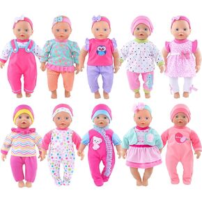 10 Sets Baby Doll Playtime Outfits Clothes Hat Headband Fits for 10 Inch Baby Dolls 12 Inch New Born Baby/Alive Baby Dolls 14 inch Dolls