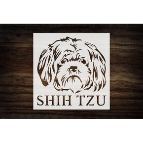 Shih Tzu Dog 5.5x5.5 inch Stencil for DIY Projects and Crafts Airbrush Painting Drawing and More Reusable Stencil STENCILAIR