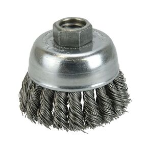 Weiler 13156 3-1/2" Single Row Knot Wire Cup Brush, .023" Steel Fill, 5/8"-11 Unc Nut, Made in the USA