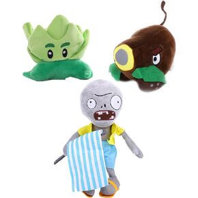 JHESAO 3 PCS Lettuce Plants and Zombies Plush Banner Zombies Toys PVZ Plush 1 2 Stuffed Soft Doll Coconut Cannon Plant Toy New