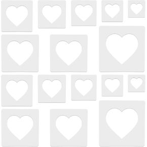 16 PCS Large Heart Stencil Heart Stencils Different Sizes for Painting Template Heart Stencil for Crafts Plastic 5 Point Heart Templates for Fabric Walls Arts Paper Home Decoration