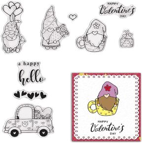 Valentine's Day Clear Stamps for Card Making Cartoon Dwarf Words Clear Rubber Stamps Valentines Transparent Seal Stamps for Valentines Day DIY Photo Scrapbooking Paper Card Album Crafting Supplies