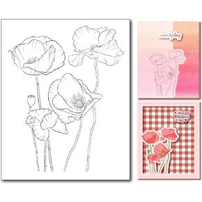 Artful Flowers Poppy Budding Poppies Clear Stamp Seal Scrapbook Photo Album Decorative Card Making Clear Stamps