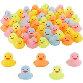 50 Pcs Multicolor Mini Rubber Ducks Baby Bath Toy ,Children Squeak and Float Colored Small Ducks in Bulk Toddlers Shower Duck Decorations Party Favors