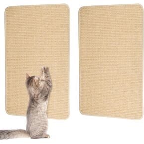 Wedding Pails 2PCS Cat Scratching Mat,23.6x15.7" Natural Sisal Cat Wall Scratcher with Hook Loop Tape Cat Scratching Rug for Indoor Cats,Stick on Floor and Wall,Protect Carpet Couch Furniture in Kuwait