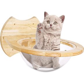 أثاث مثبت على الحائط للقطط، أرجوحة خشبية حديثة ممتازة من الأكريليك على شكل قبة أرفف ومجاثم للجدار، بوزن يصل إلى 33 رطلًا in Kuwait