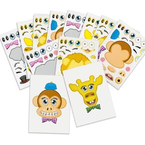 Kicko Make-a-Zoo Animal Sticker Book -12 Pack - Stickers for Kids - Useful in Arts, Parties, Birthdays, Party Favors, Crafts, School, Daycare, Christmas