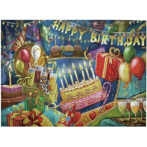 Happy Birthday Gifts Jigsaw Puzzles 500 Pieces, Wooden Large Poster Puzzle Game Artwork for Adults 20.4 x 15 Inch