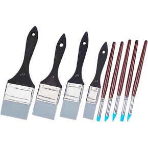 OLYCRAFT 9Pcs Black Silicone Paint Brush Set with Wooden Handle Color Shaper Tool Water Based Painting Brush Tool Shaping Modeling Wipe Out Tools for Sculpture Pottery-1 Inch,1.5 Inch,2 Inch,2.5 Inch