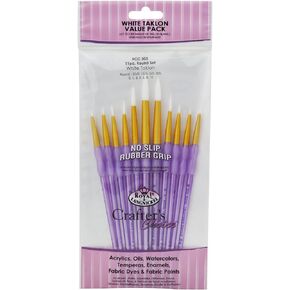 Royal and Langnickel Crafter's Choice Round Taklon Variety Brush Set - White (Pack of 11)