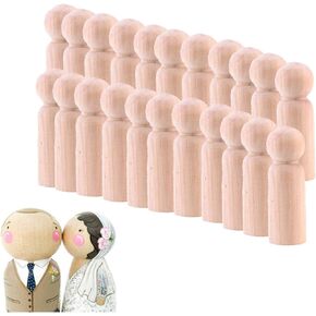 20PCS Decorative Wooden Peg Doll People, Airlxf Unfinished Wooden Peg Dolls Peg People Doll Bodies Wooden Figures Angel Peg Dolls for DIY Painting Decoration Assorted Wooden People Shapes