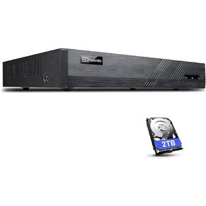 16 Channel 4K 8MP NVR Recorder w/ 16 POE Ports, 4K HDMI and 1080P VGA Output, 2TB Storage, Plug and Play ONLY Compatible with up to 8MP Uniview IP Cameras