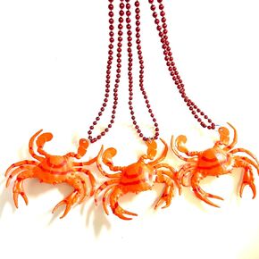 6 Pcs Crab Mardi Gras Bead Necklaces Mardi Gras Parade Throw Bead Necklacs Party Supplies