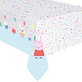 غطاء طاولة بلاستيكي للحفلات من Peppa Pig Confetti - مقاس 54 بوصة × 96 بوصة (قطعة واحدة) - تصميم متعدد الألوان نابض بالحياة، متين وسهل التنظيف - مثالي للحفلات والمناسبات ذات الطابع الخاص
