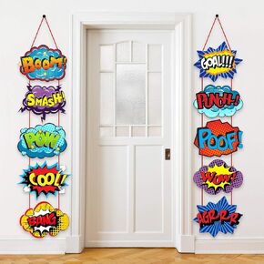 Large Hero Action Sign Cutouts Super Fun Hero Theme Party Supplies Door Hero Sign Hero Theme Birthday Party Hero Super Wall Decorations, 10 Counts